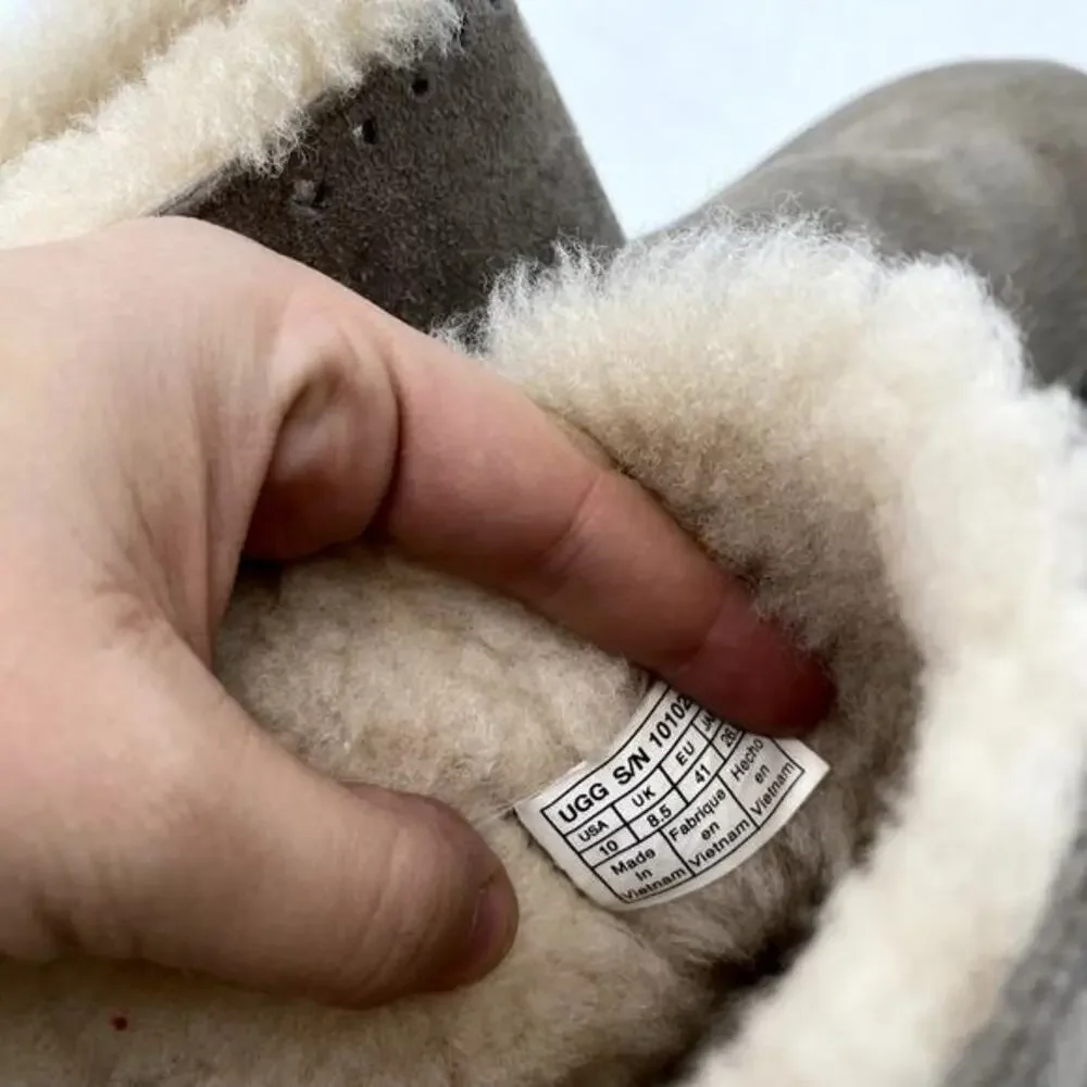 UGG Gray Bow‎ Short Shearling Boots